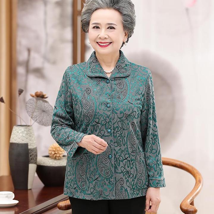 新款中老年女装春秋装薄款外套妈妈装上衣奶奶装衬衫老年人衣服女