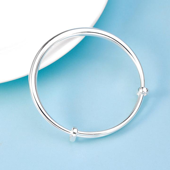 OULLEN 钛钢手镯 光面不掉色简约百搭女推拉时尚可调节实心镯子