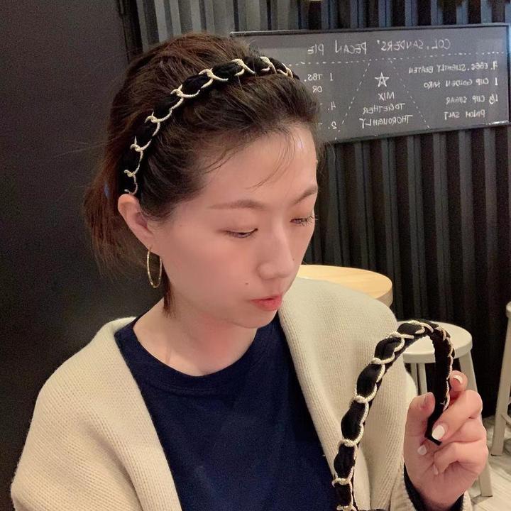 铜合金布艺发饰 韩国东大门链条发箍简约发卡气质百搭细边头箍女