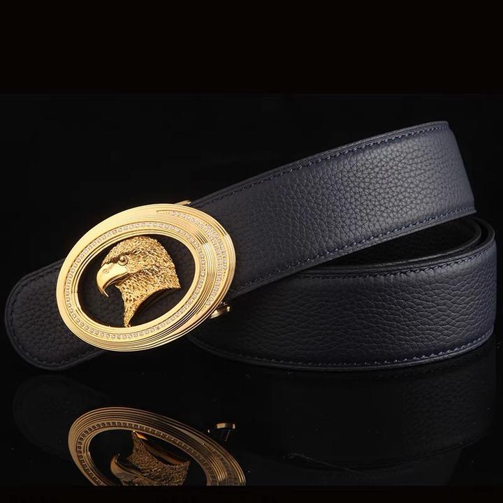 新款正品史蒂芬豹头鹰头双面荔枝纹牛皮男款腰带高档商务百搭皮带