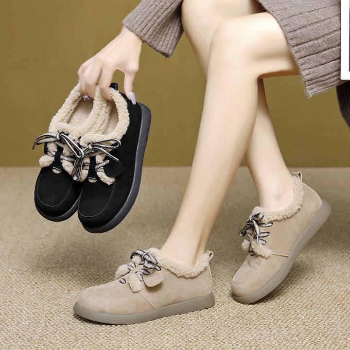 王冠鞋业直播间勃肯鞋秋冬加绒保暖雪地靴软底毛毛鞋平底棉鞋女款