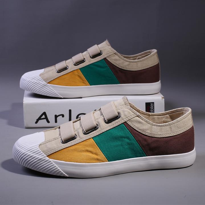 2025新款帆布鞋韩版布鞋潮流百搭拼色一脚蹬懒人鞋男鞋鞋子休闲鞋