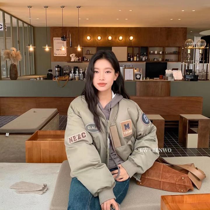 小个子夹棉棉衣外套复古情侣棒球棉服秋冬季上衣夹克设计感面包服