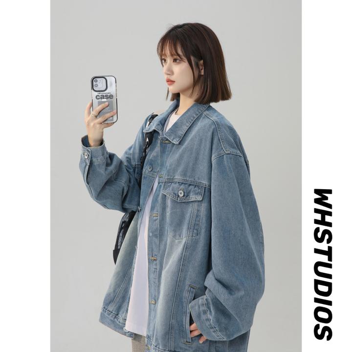 牛仔外套男士2024秋季新款美式高街vibe水洗潮流宽松休闲翻领夹克