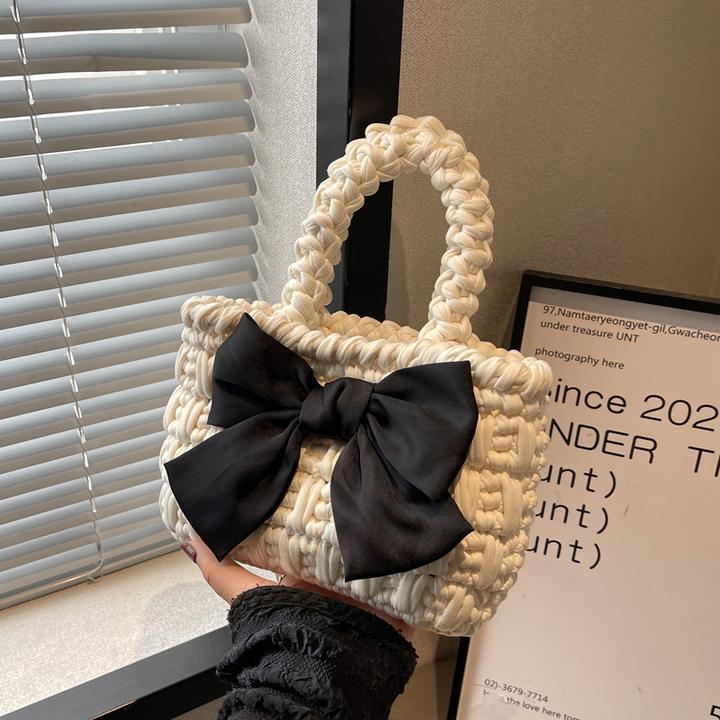 H蝴蝶结手拎包diy材料包ol钩针手工编织手提包温柔毛线小包包礼物