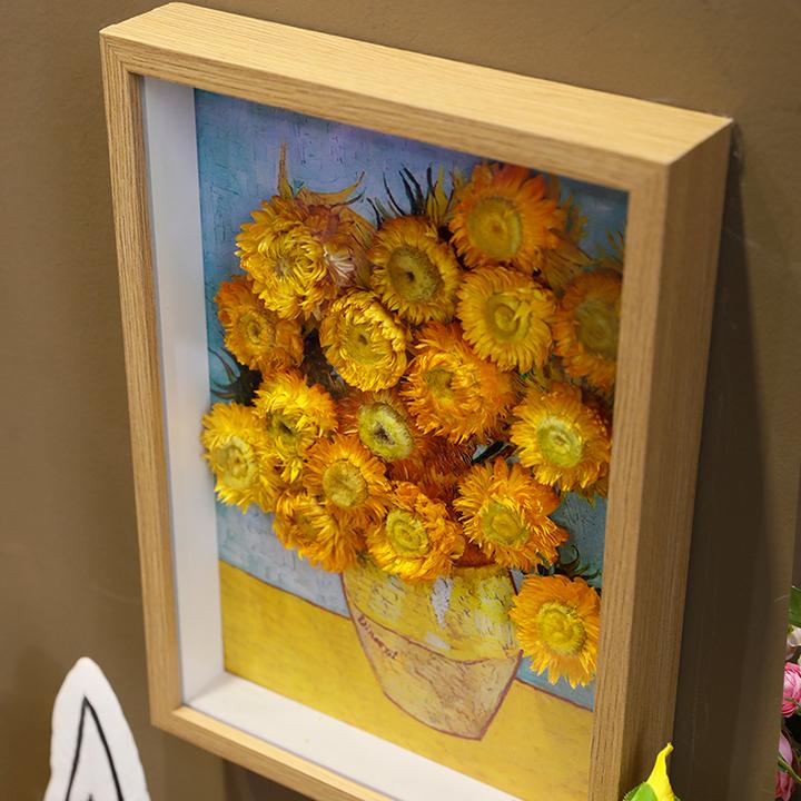 永生花梵高向日葵摆件教师节礼物送老师生日创意立体干花相框成品