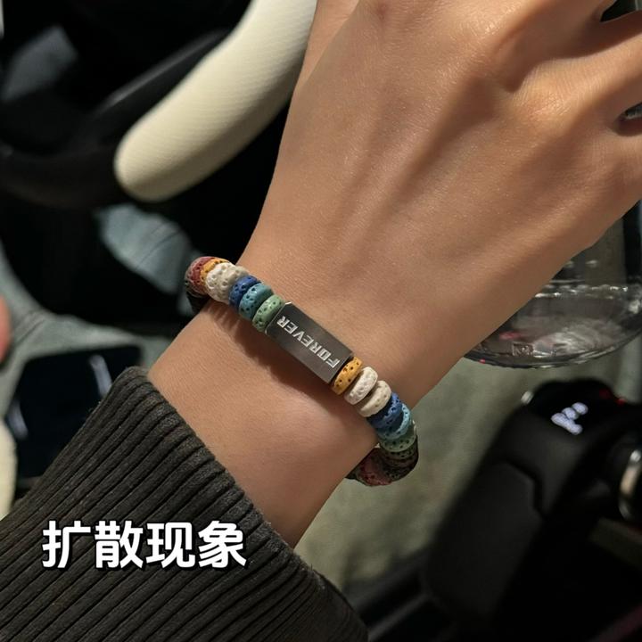钛钢手链 原创彩色火山石ins小众高级感钛钢手链男潮嘻哈情侣手饰