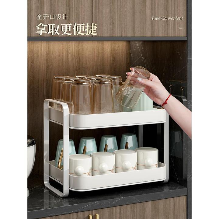 日本杯子收纳置物架杯架客厅玻璃茶杯双层沥水托盘家