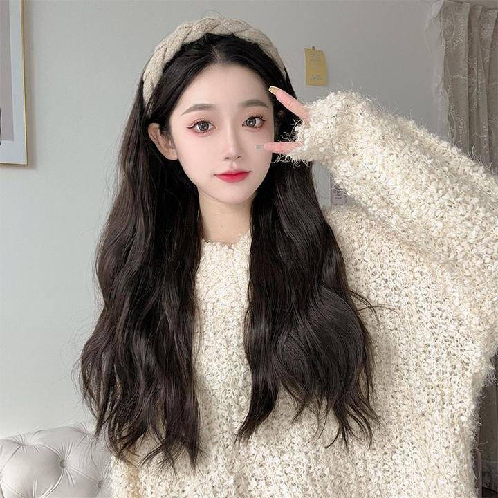 发箍假发一体时尚假发女长发高颅顶真发全真人发自然全头套法式