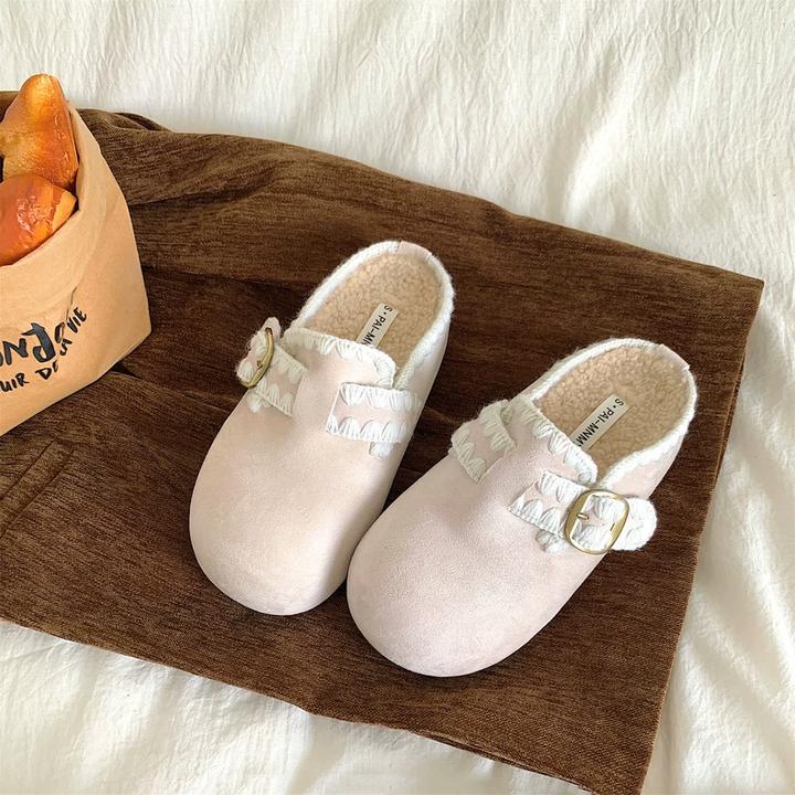 法式复古厚底增高勃肯棉鞋女2025冬季爆款百搭一脚蹬加绒半拖鞋