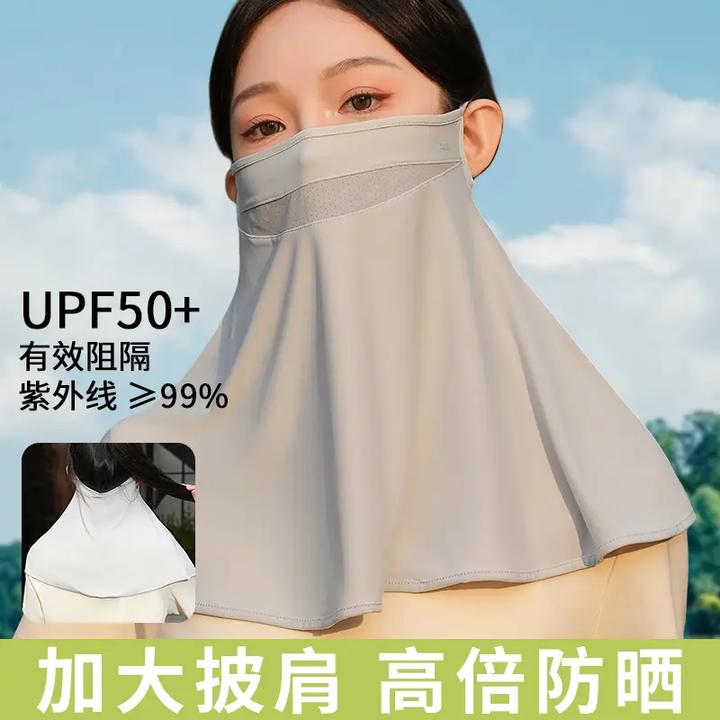 冰丝防晒面罩女立体护颈一体口罩遮全脸基尼骑行开车遮阳面纱夏天
