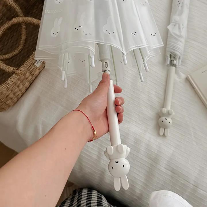 【重生】米菲兔手柄半透明磨砂长柄可爱高颜值雨伞兔子饰品