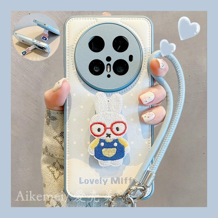 适用华为mate70pro+手机壳Mate60pro波点米菲兔mate50pro刺绣支架