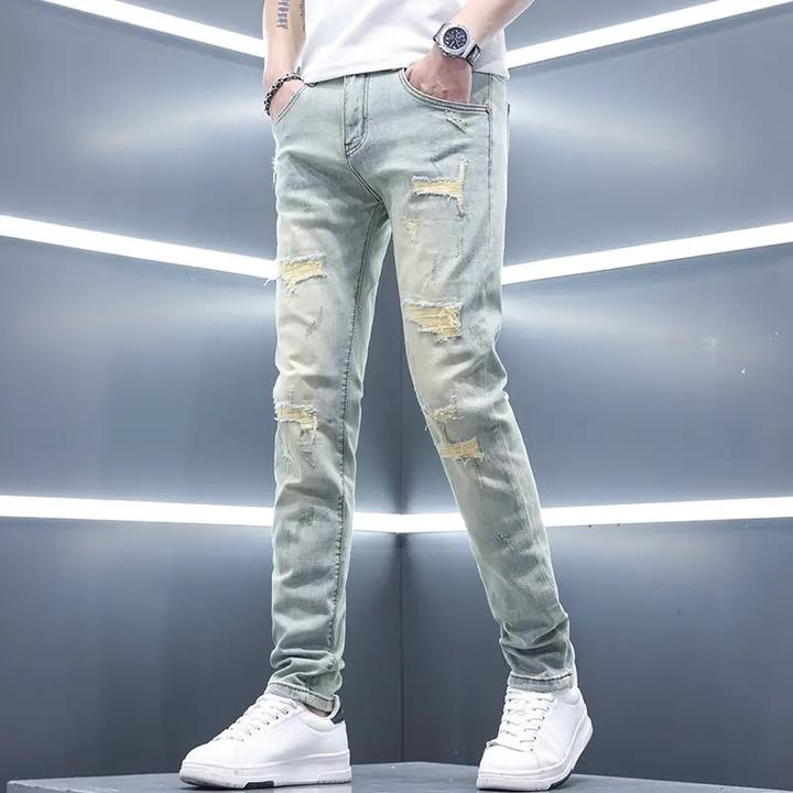 2025新款男款裤子男士牛仔裤男夏季薄款复古破洞潮牌痞帅今年流行