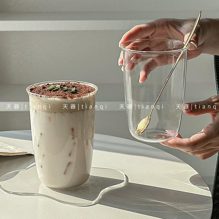韵器insU型翻口杯高硼硅耐热玻璃杯小众牛奶咖啡杯果汁杯冷饮杯