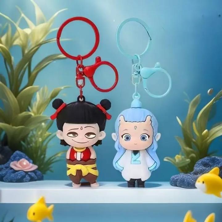 魔童哪吒敖丙闹海表情可爱钥匙扣挂件按压周边摆件趣味书包创意