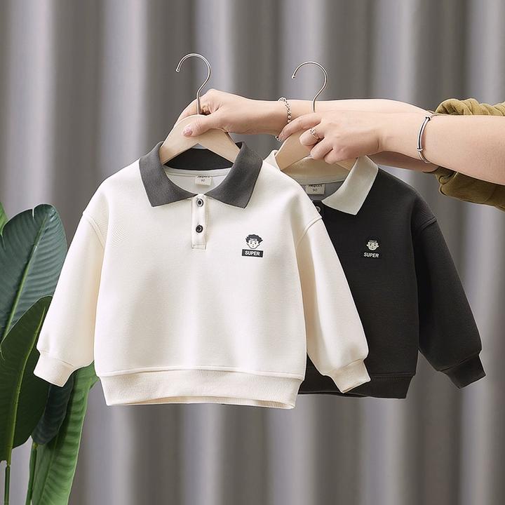 男童卫衣春秋2025新款中小童洋气长袖上衣宝宝春装宽松帅气POLO衫