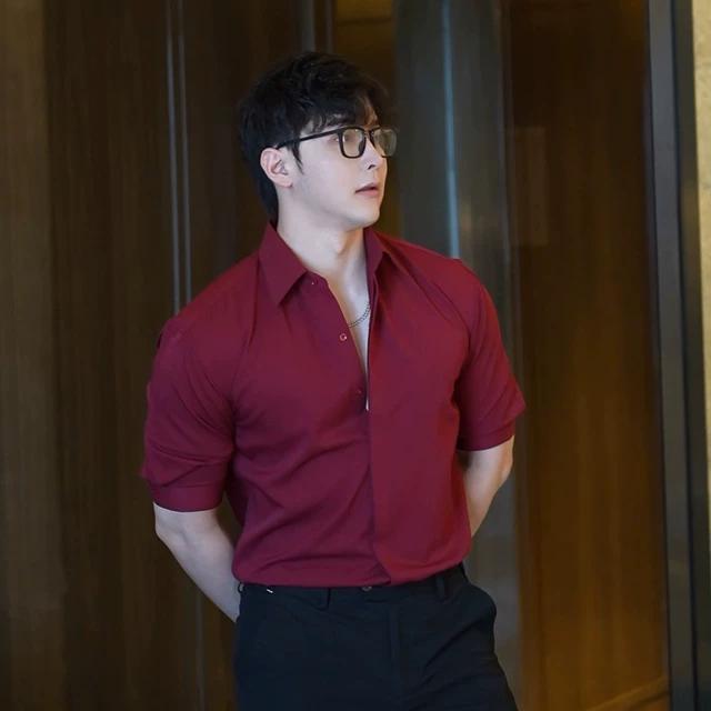 轮廓感-短袖300克春夏纯色商务休闲禁欲系免烫抗皱衬衫高级感衬衣