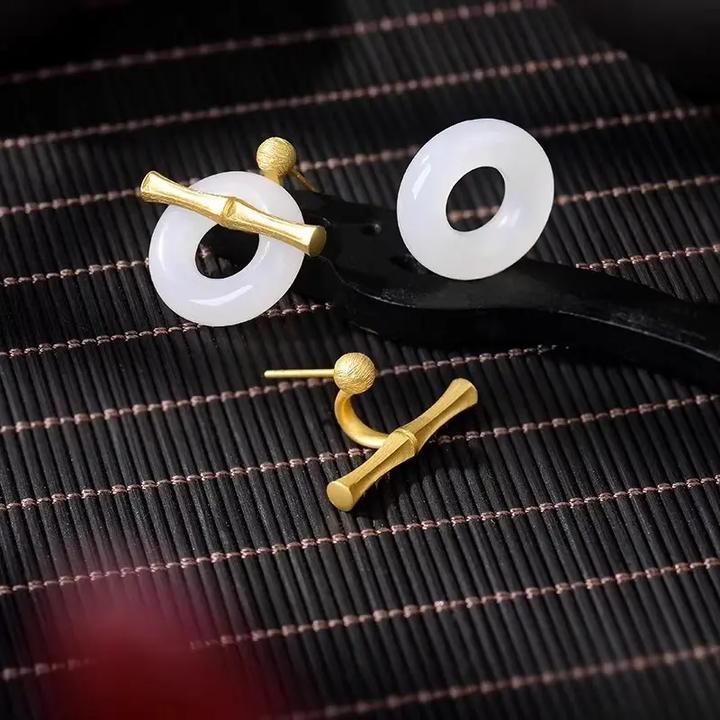 铜合金耳饰  甜甜圈竹节耳钉材料可穿平安扣耳饰耳坠空托diy配件