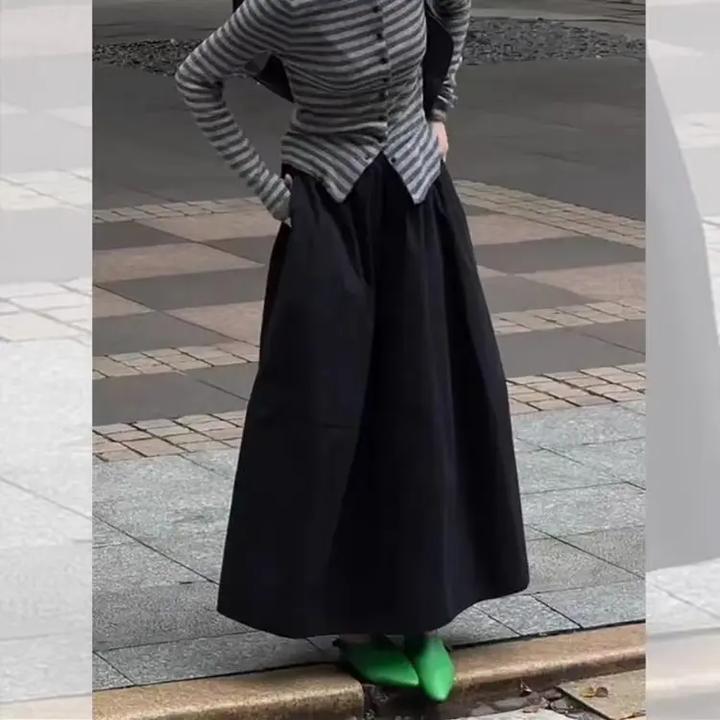 早秋新款老钱风松弛感女装贵气遮肉显瘦秋冬A字花苞半身裙