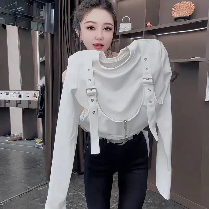 气质假两件t恤女2025春季洋气设计感百搭显瘦减龄小众打底衫