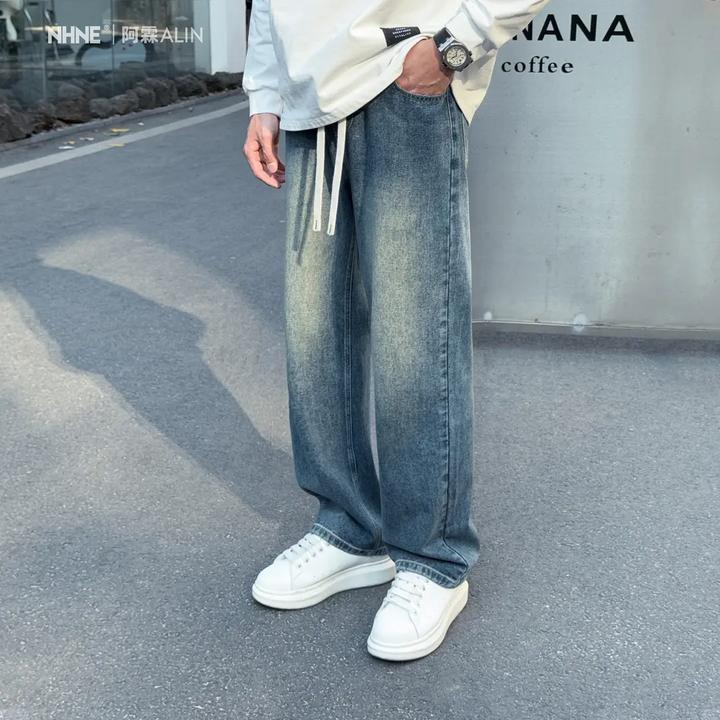 【阿霖ALIN】复古垂感软牛仔显高加长春季宽松潮流百搭休闲直筒长裤