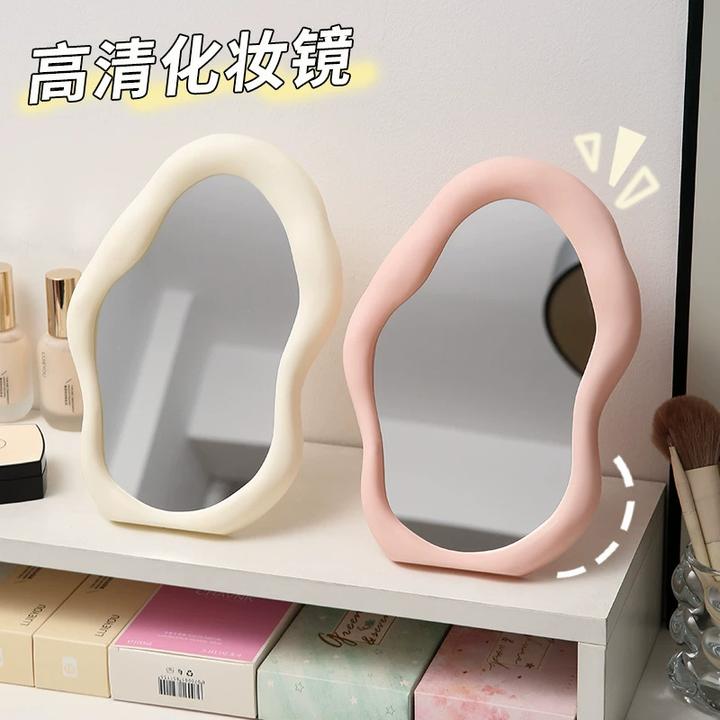 ins云朵化妆镜台式少女桌面可立家用小镜子学生高清办公室梳妆镜