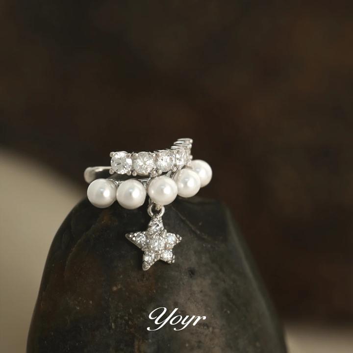 YOYR 铜合金耳饰 锆石星星耳骨夹设计感耳饰立体无耳洞女