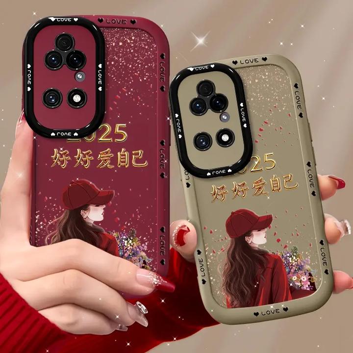 适用华为p50手机壳捧花爱自己泡芙壳硅胶软壳镜头全包保护套