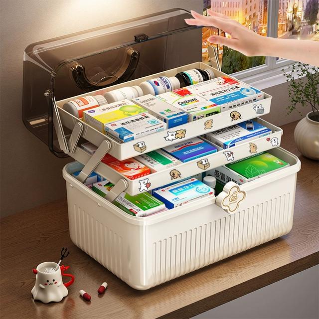 药箱家庭装大号药物收纳盒家用多层大容量药品收纳箱便携急救药盒