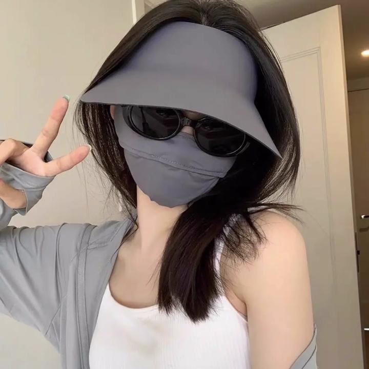 防晒帽子女防紫外线2025新款空顶无痕一体遮阳太阳夏运动加大帽檐