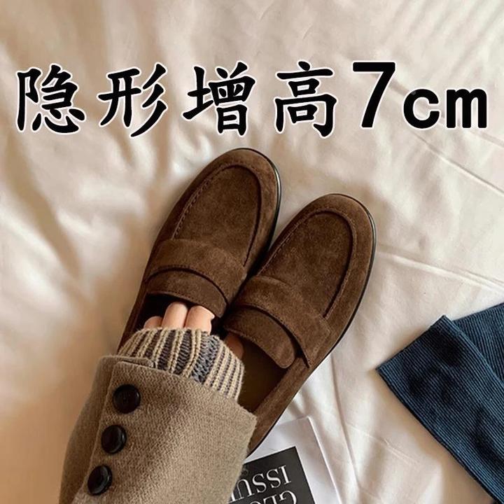 真皮乐福鞋女2025秋冬季新款英伦风小皮鞋复古一脚蹬绒面平底单鞋