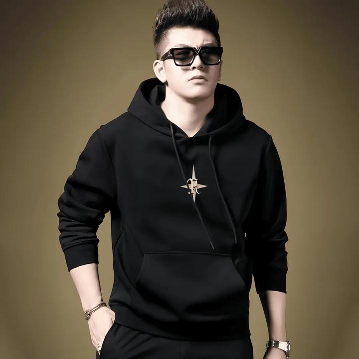 连帽潮牌男士休闲百搭卫衣2025新款宽松秋冬季加绒带帽套头外套