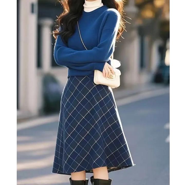 入冬减龄搭配一整套冬装韩系高级感独特绝美小针织裙子两件套装女