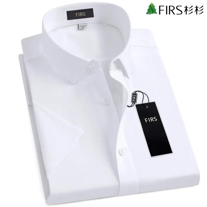 【高档100支纯棉免烫】杉杉男士短袖白衬衫夏季商务休闲正装衬衣男