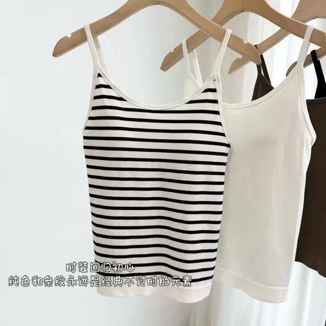 细吊带三色百搭 含桑蚕丝胸垫打底显瘦春夏吊带背心女夏