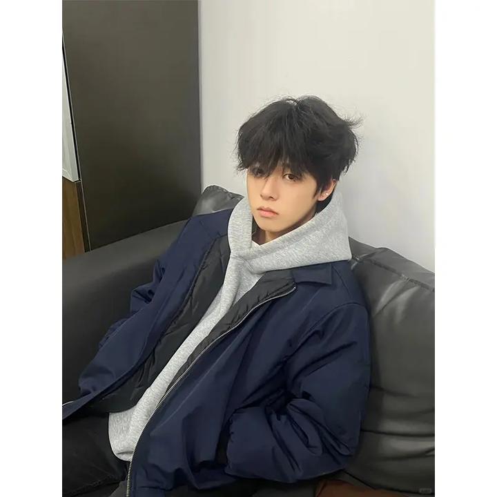 藏青色ma1飞行员夹克棉服男款冬季美式cleanfit外套加厚保暖棉衣