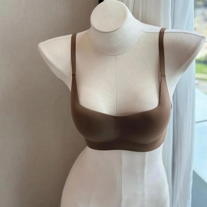 HLG/方领裸感小胸聚拢内衣女上托防下垂软支撑无钢圈收副乳文胸罩