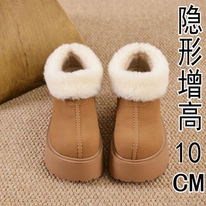 内增高雪地靴女2025冬季新款加绒松糕厚底毛毛棉鞋保暖勃肯短靴女