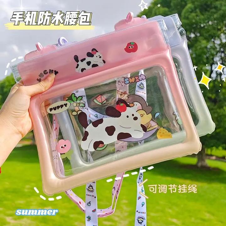 斜跨防水腰包三折游泳漂流户外密封手机套透明触屏大号手机防水袋