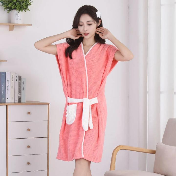 加长短袖浴袍式浴巾成人可穿式浴巾女士家用浴裙可穿可裹洗澡浴衣