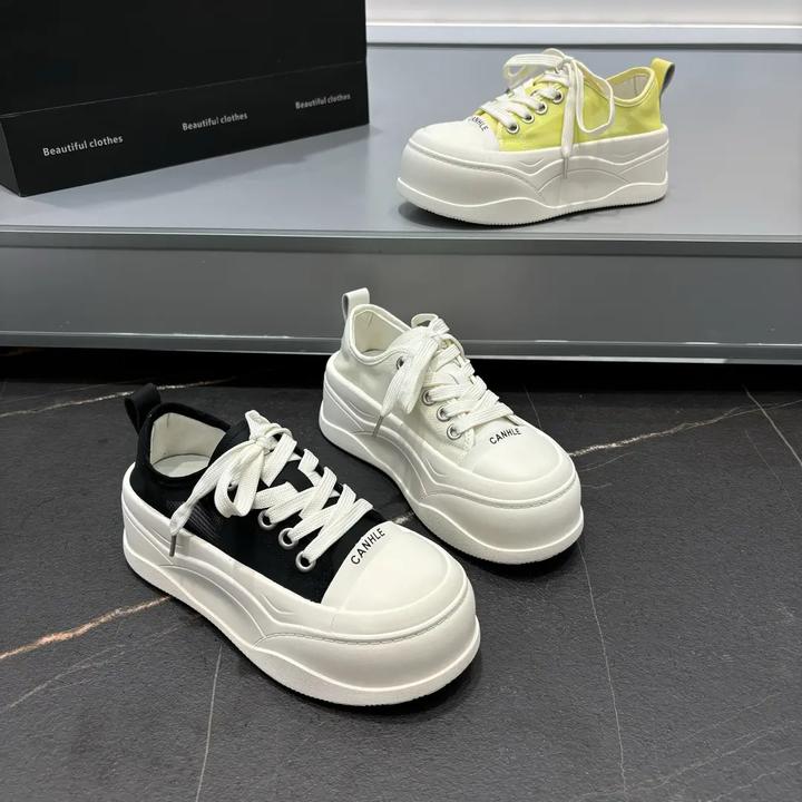 XK透网丑萌大头鞋女2025年新款厚底休闲鞋复古黑色板鞋潮鞋夏季