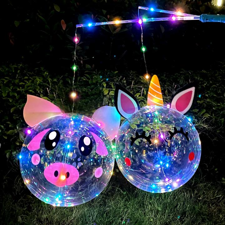 新年发光波波球灯笼手持网红夜市爆款摆摊卡通动物儿童玩具气球
