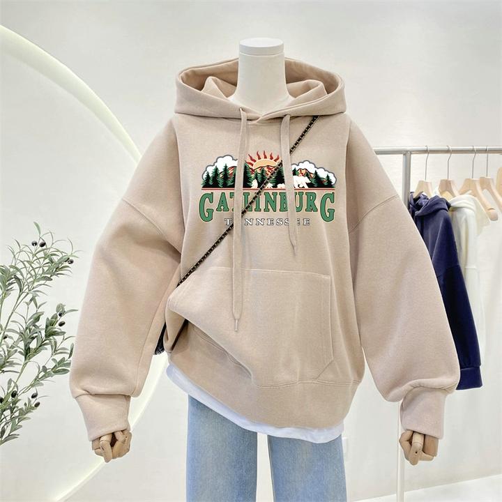 美式复古宽松百搭加绒加厚连帽卫衣女2025年新款大码显瘦外套上衣