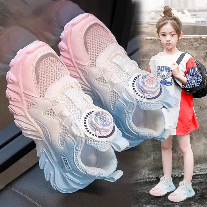 安踏精选女童运动鞋2025新款儿童夏季单网老爹鞋中大童女孩透适配