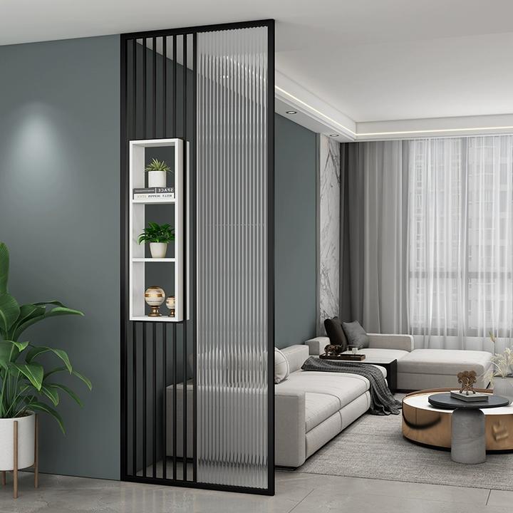 现代简约铁艺长虹玻璃屏风隔断入户玄关客厅不锈钢卫生间隔断屏风