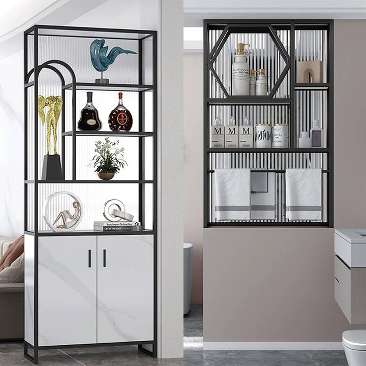 2024新款长虹玻璃屏风鞋柜一体卫生间干湿区半墙置物架客厅隔断柜