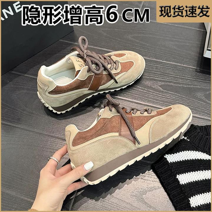 6CM~小个子内增高德训鞋女2025新款美拉德复古休闲运动厚底阿甘鞋