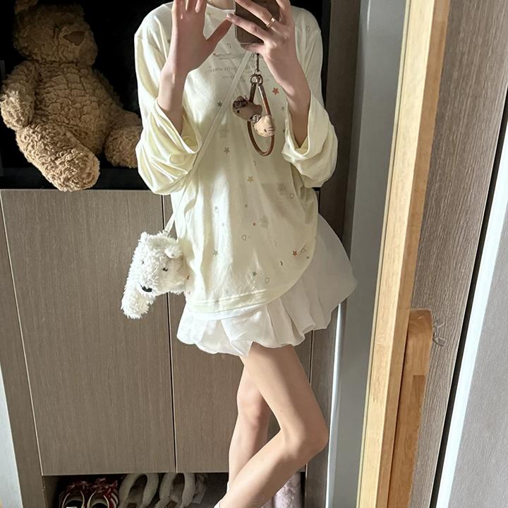 美式复古字母印花长袖防晒T恤女夏季薄款外搭宽松微透空调衫上衣