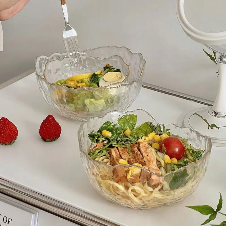 水果盘家用客厅金边玻璃碗碟轻奢大气盘子零装餐具甜品沙拉碗K